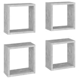 Wall Cube Shelves 4 pcs Concrete Grey 30x15x30 cm - Front View