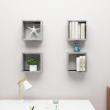 Wall Cube Shelves 4 pcs Concrete Grey 30x15x30 cm - Side View