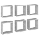 Wall Cube Shelves 6 pcs Concrete Grey 30x15x30 cm