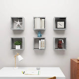 Wall Cube Shelves 6 pcs Concrete Grey 30x15x30 cm - Side View