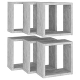 Wall Cube Shelves 6 pcs Concrete Grey 30x15x30 cm - 45-Degree Angle