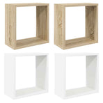 Wall Cube Shelves 4 pcs White and Sonoma Oak 30x15x30 cm