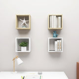 Wall Cube Shelves 4 pcs White and Sonoma Oak 30x15x30 cm - Side View
