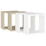 Wall Cube Shelves 4 pcs White and Sonoma Oak 30x15x30 cm - Rear View