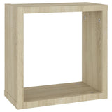 Wall Cube Shelves 4 pcs White and Sonoma Oak 30x15x30 cm - Low Angle