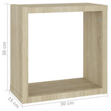 Wall Cube Shelves 4 pcs White and Sonoma Oak 30x15x30 cm - Extra Image