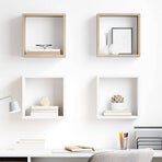Wall Cube Shelves 4 pcs White and Sonoma Oak 30x15x30 cm