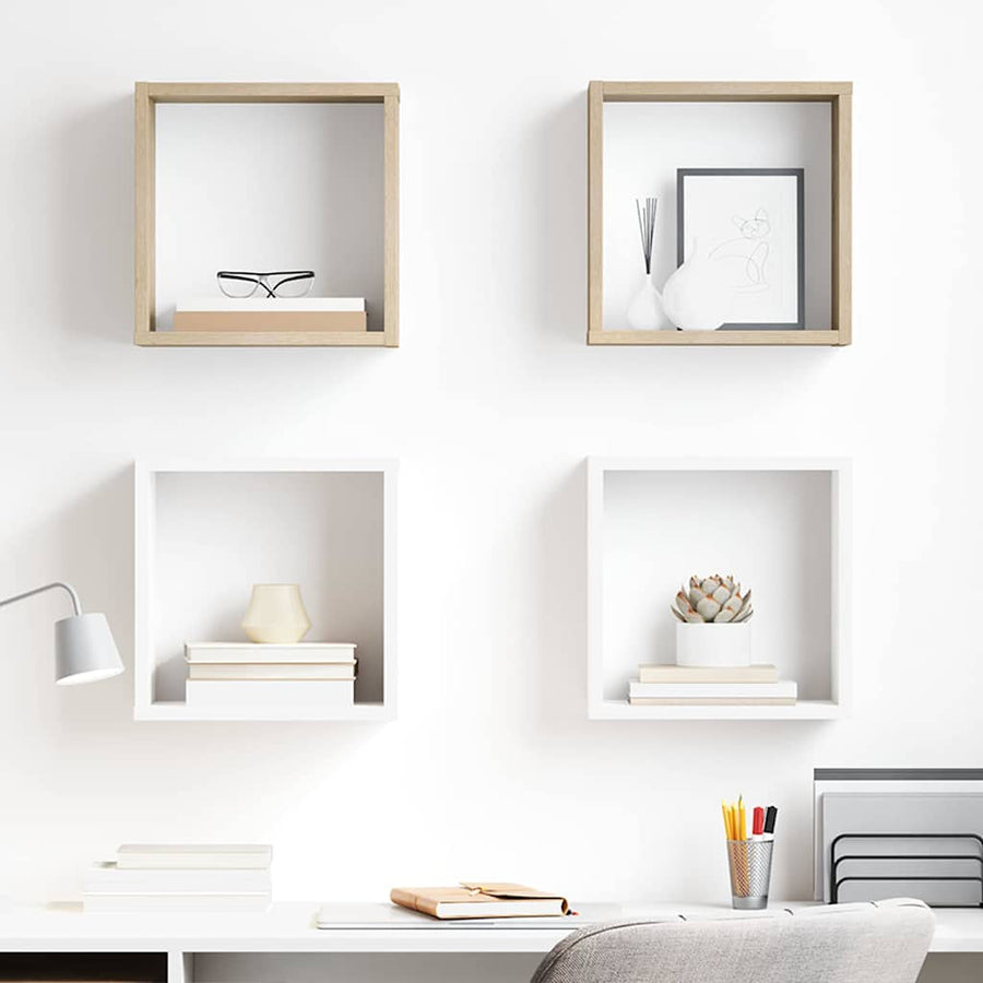 Wall Cube Shelves 4 pcs White and Sonoma Oak 30x15x30 cm