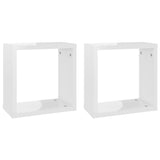 Wall Cube Shelves 2 pcs High Gloss White 30x15x30 cm - Front View