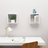 Wall Cube Shelves 2 pcs High Gloss White 30x15x30 cm - Side View
