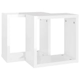 Wall Cube Shelves 2 pcs High Gloss White 30x15x30 cm - 45-Degree Angle