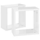 Wall Cube Shelves 2 pcs High Gloss White 30x15x30 cm - Rear View