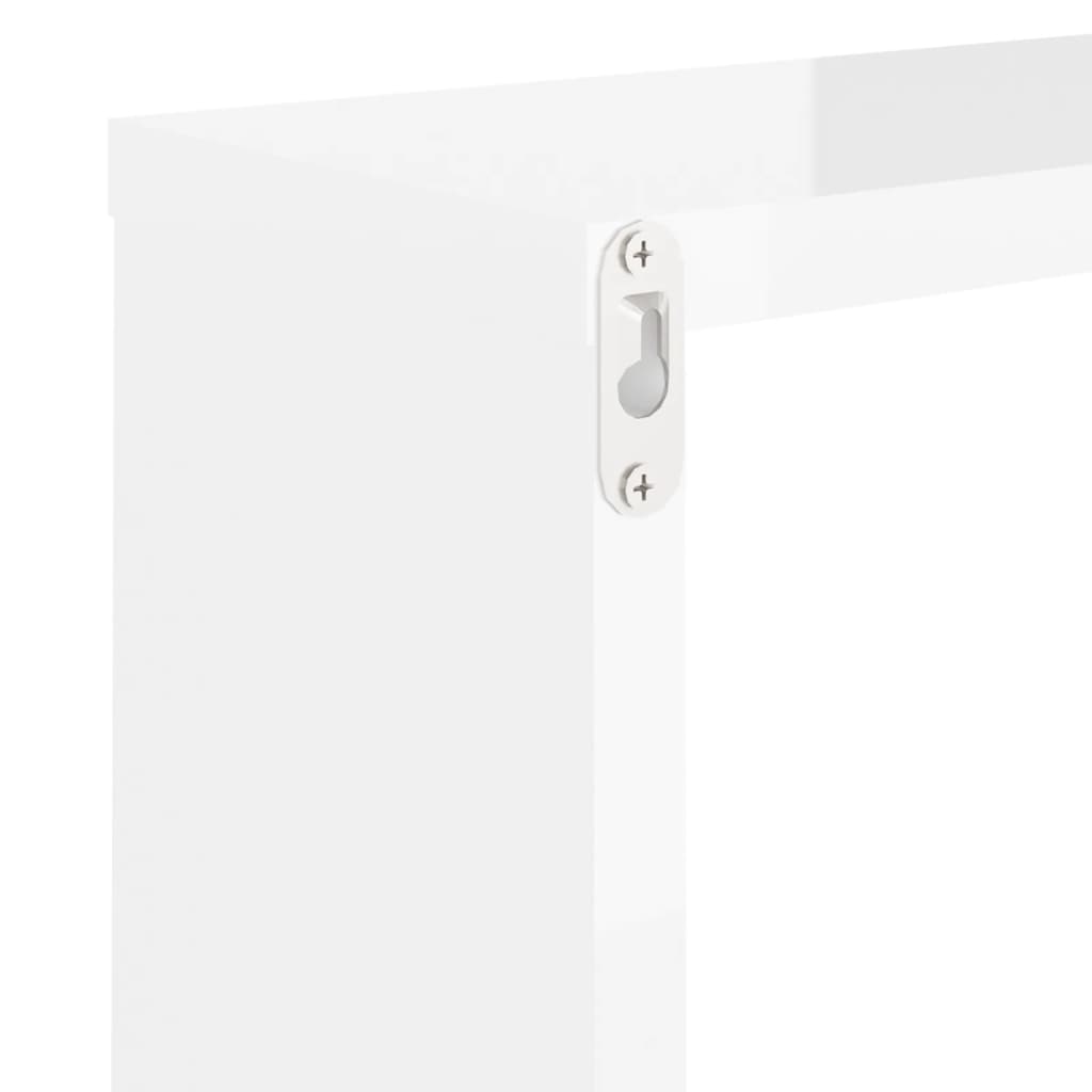 Wall Cube Shelves 2 pcs High Gloss White 30x15x30 cm