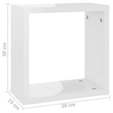Wall Cube Shelves 2 pcs High Gloss White 30x15x30 cm - Extra Image
