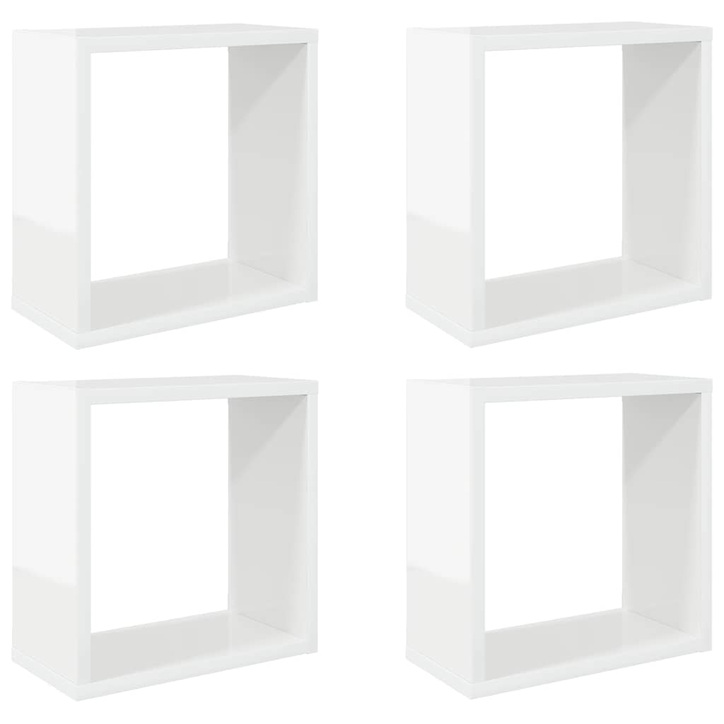 Wall Cube Shelves 4 pcs High Gloss White 30x15x30 cm