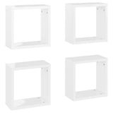 Wall Cube Shelves 4 pcs High Gloss White 30x15x30 cm - Front View