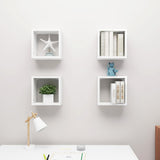 Wall Cube Shelves 4 pcs High Gloss White 30x15x30 cm - Side View