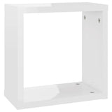 Wall Cube Shelves 4 pcs High Gloss White 30x15x30 cm - Close-Up Angle