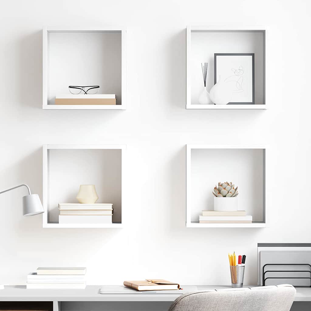 Wall Cube Shelves 4 pcs High Gloss White 30x15x30 cm