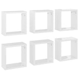 Wall Cube Shelves 6 pcs High Gloss White 30x15x30 cm - Front View