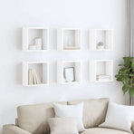 Wall Cube Shelves 6 pcs High Gloss White 30x15x30 cm