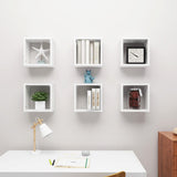 Wall Cube Shelves 6 pcs High Gloss White 30x15x30 cm - Side View