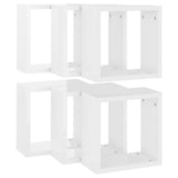 Wall Cube Shelves 6 pcs High Gloss White 30x15x30 cm - 45-Degree Angle