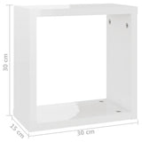 Wall Cube Shelves 6 pcs High Gloss White 30x15x30 cm - Extra Image