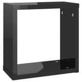 Wall Cube Shelves 2 pcs High Gloss Black 30x15x30 cm - Close-Up Angle