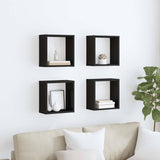 Wall Cube Shelves 4 pcs High Gloss Black 30x15x30 cm