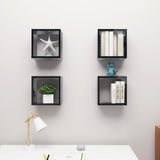 Wall Cube Shelves 4 pcs High Gloss Black 30x15x30 cm - Side View
