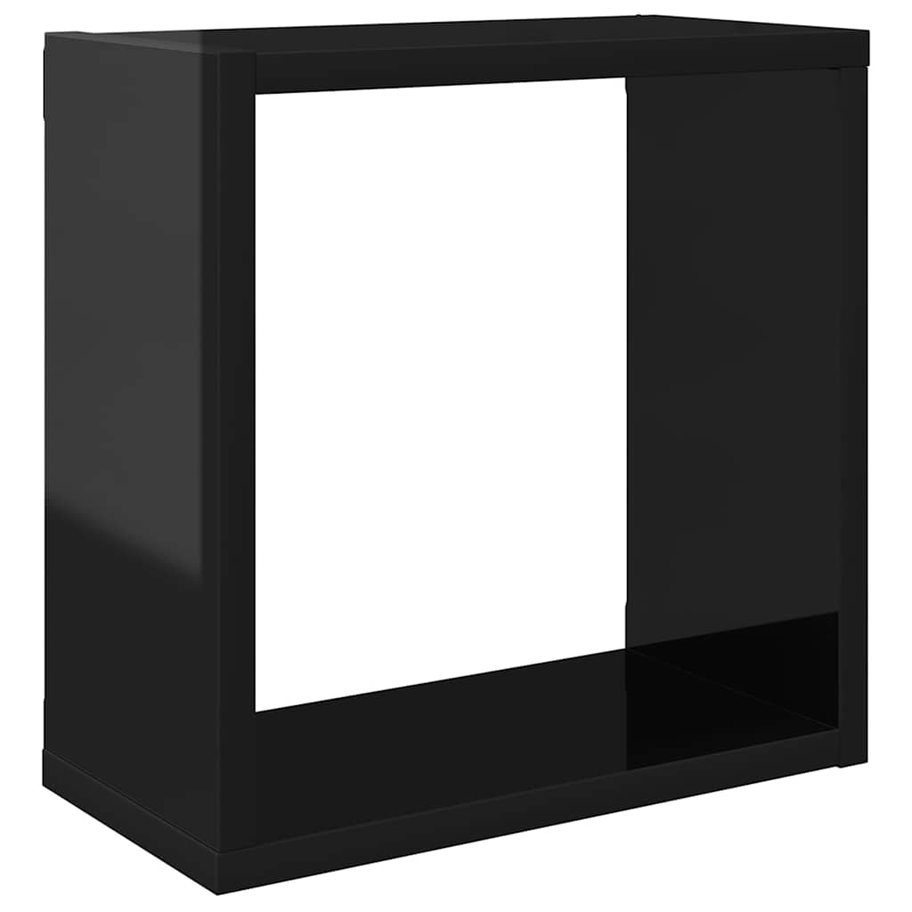 Wall Cube Shelves 4 pcs High Gloss Black 30x15x30 cm