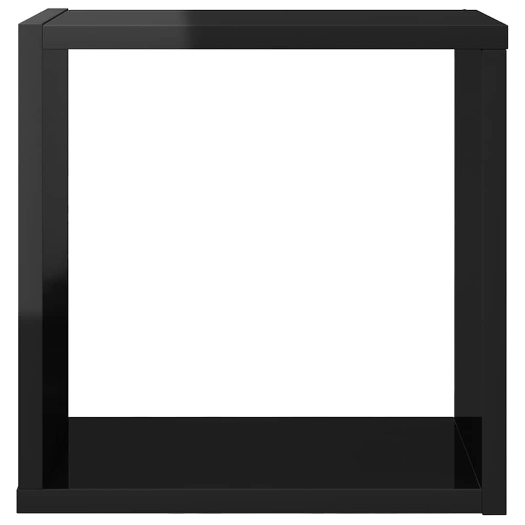 Wall Cube Shelves 4 pcs High Gloss Black 30x15x30 cm