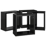 Wall Cube Shelves 4 pcs High Gloss Black 30x15x30 cm - Rear View