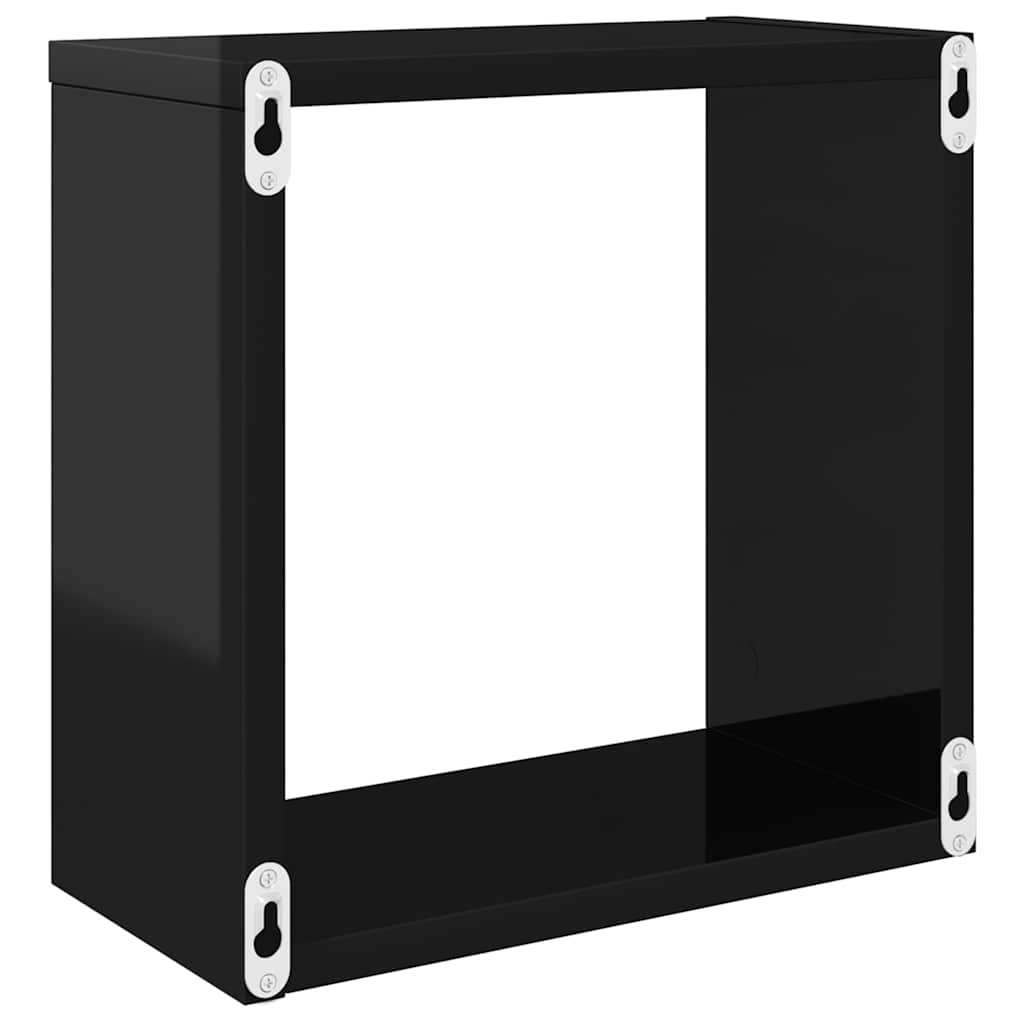 Wall Cube Shelves 4 pcs High Gloss Black 30x15x30 cm