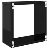 Wall Cube Shelves 4 pcs High Gloss Black 30x15x30 cm