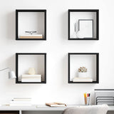 Wall Cube Shelves 4 pcs High Gloss Black 30x15x30 cm