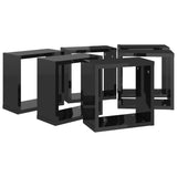 Wall Cube Shelves 6 pcs High Gloss Black 30x15x30 cm - Rear View