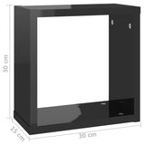 Wall Cube Shelves 6 pcs High Gloss Black 30x15x30 cm - Extra Image