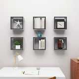 Wall Cube Shelves 6 pcs High Gloss Grey 30x15x30 cm - Side View