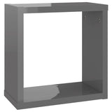 Wall Cube Shelves 6 pcs High Gloss Grey 30x15x30 cm - Close-Up Angle