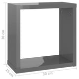 Wall Cube Shelves 6 pcs High Gloss Grey 30x15x30 cm - Extra Image