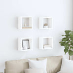 Wall Cube Shelves 4 pcs White 26x15x26 cm