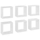 Wall Cube Shelves 6 pcs White 26x15x26 cm - Front View