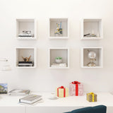 Wall Cube Shelves 6 pcs White 26x15x26 cm - Side View