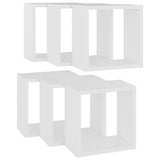 Wall Cube Shelves 6 pcs White 26x15x26 cm - 45-Degree Angle