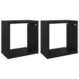 Wall Cube Shelves 2 pcs Black 26x15x26 cm - Front View