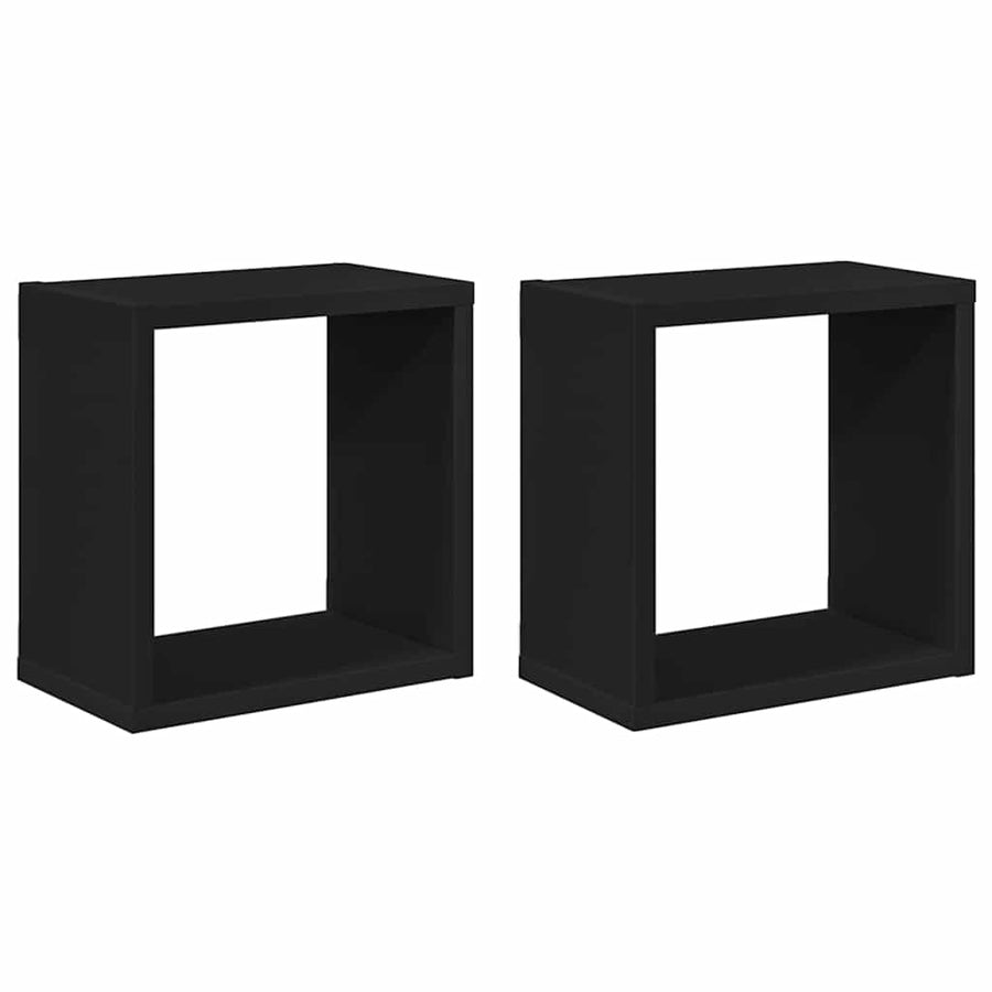 Wall Cube Shelves 2 pcs Black 26x15x26 cm
