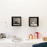 Wall Cube Shelves 2 pcs Black 26x15x26 cm - Side View