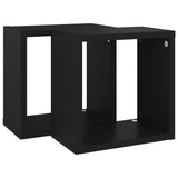 Wall Cube Shelves 2 pcs Black 26x15x26 cm - 45-Degree Angle